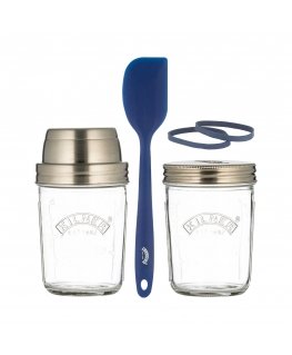 Kilner 65025035 ruoansäilytysrasia Pyöreä Setti 0,35 L Sininen, Hopea, Läpinäkyvä 2 kpl
