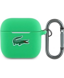 Чехол Lacoste из жидкого силикона с логотипом крокодила для AirPods 4 Зеленый