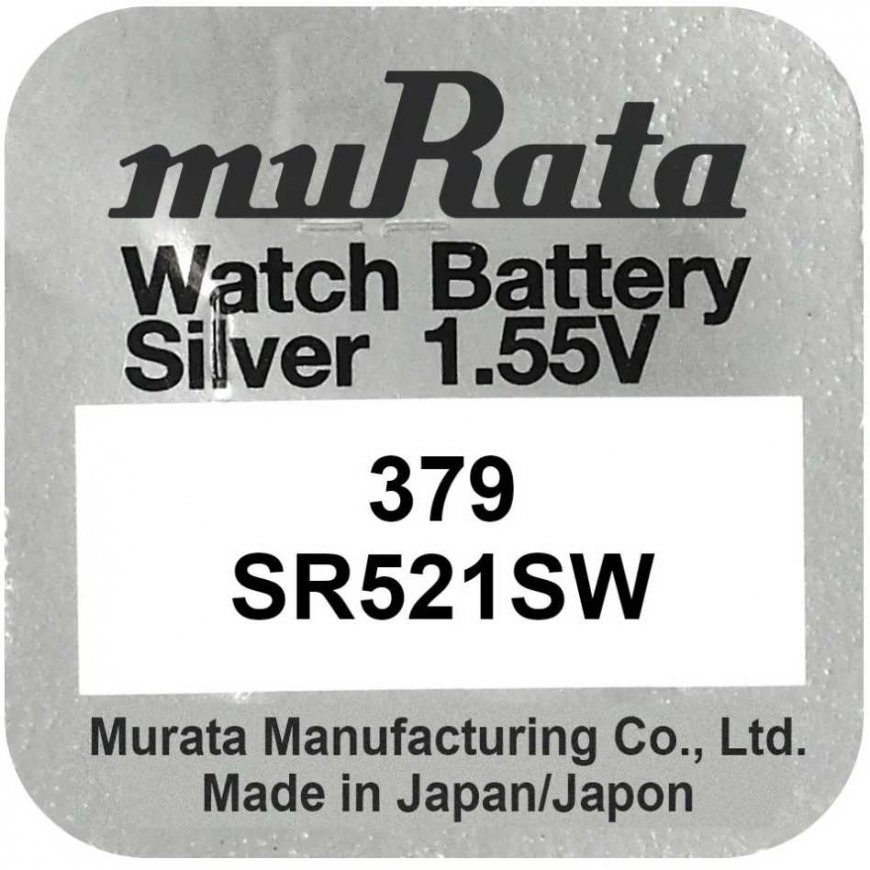 Akku - Murata 379 (SR521SW) 1.55V 2.2mm x 5.8mm Hopeaoksidi – 2