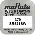 Akku - Murata 379 (SR521SW) 1.55V 2.2mm x 5.8mm Hopeaoksidi Akku - Murata 379 (SR521SW) 1.55V 2.2mm x 5.8mm Hopeaoksidi