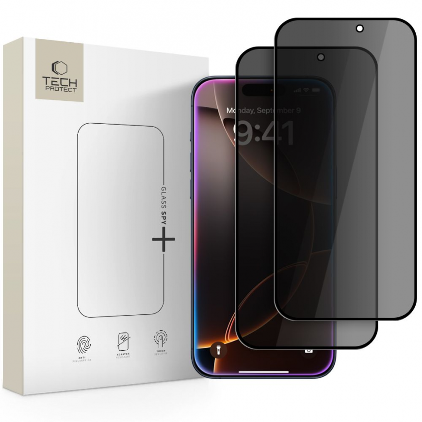 PRIVATIZĒJOŠS STIKLS TECH-PROTECT GLASS SPY+ 2-PACK IPHONE 16 PRO MAX | 17 PRO MAX PRIVĀTUMS