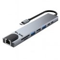 Blow USB-C разветвитель RJ45 + HDMI 100W сетевой адаптер K-08