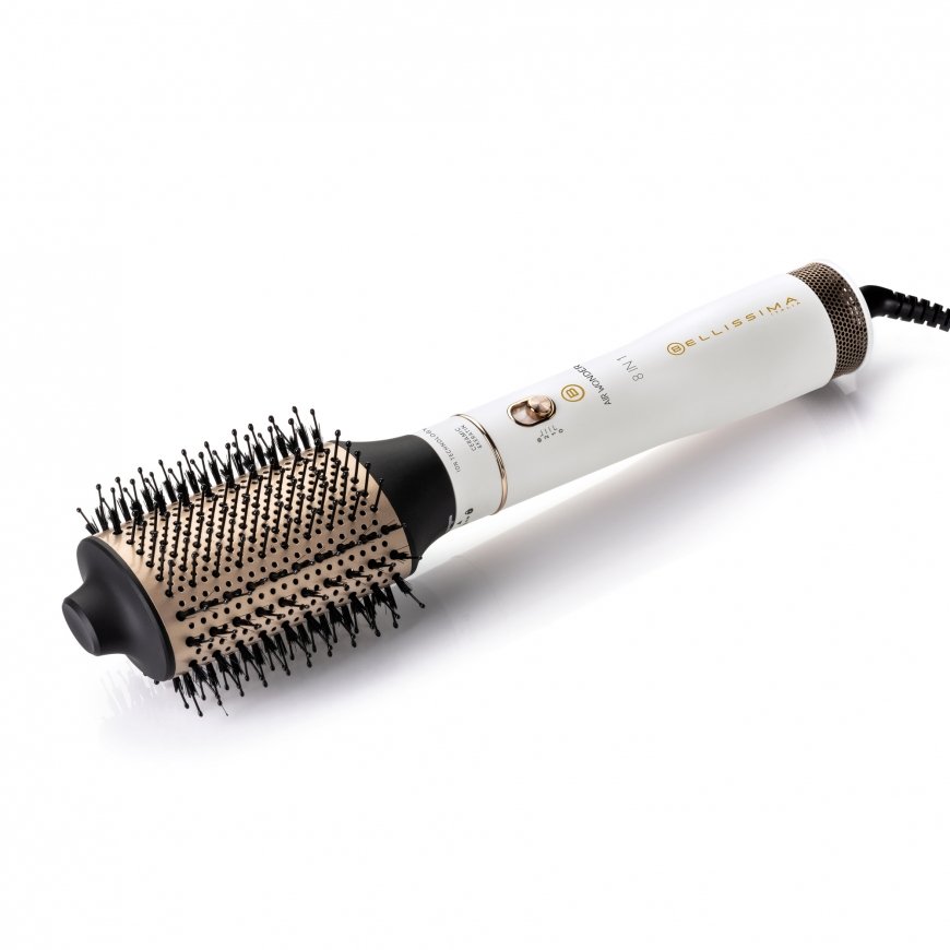 Bellissima Air Wonder 8 in 1 Karšto oro šepetys Šiltas Auksas, Balta 1000 W 1,8 m – 3