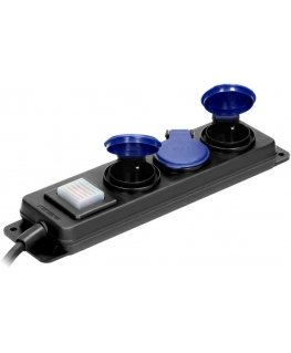 Orno Workshop Extension Cord resistant to splash with IP44 switch, 3 sockets 2P+Z IP44, rubber cable, H05RR-F 3x1.5mm?, 5m