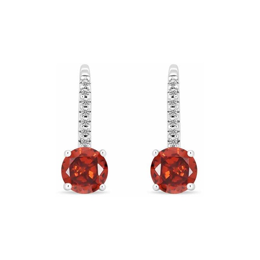 Brilio Silver Sparkling silver earrings with red zirconia EA415WGA – 2