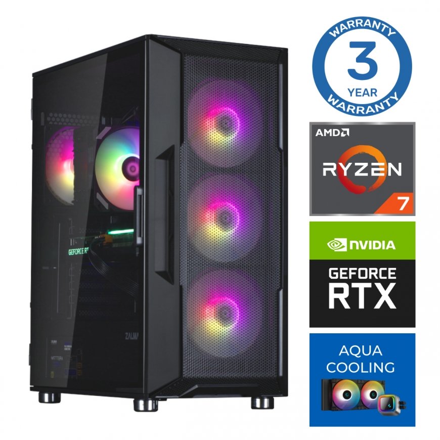 INTOP AQUA Ryzen 7 7700X 16GB DDR5 500SSD M.2 NVME+2TB RTX5050 8GB ei-OS