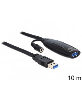 DeLOCK USB3.0-A - USB3.0-A, 10m USB cable USB 3.2 Gen 1 (3.1 Gen 1) USB A Black
