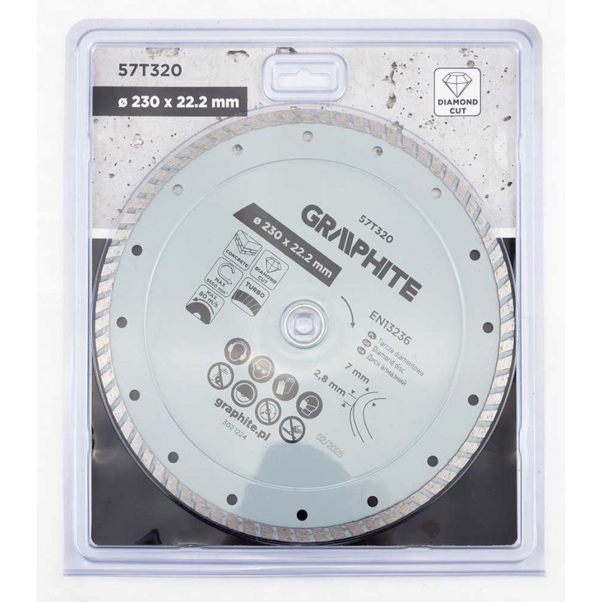 Graphite Deimantinis pjovimo diskas „Turbo“, 230 x 22,22 mm, sausas – 2