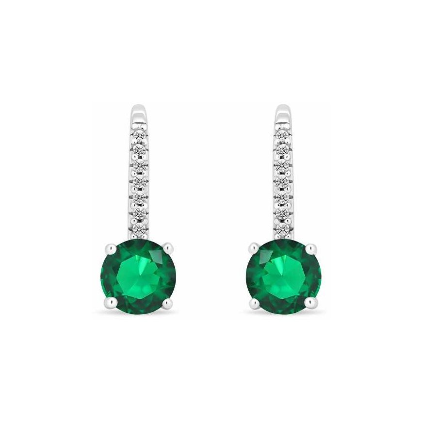Brilio Silver Sparkling silver earrings with green zirconia EA415WG – 2