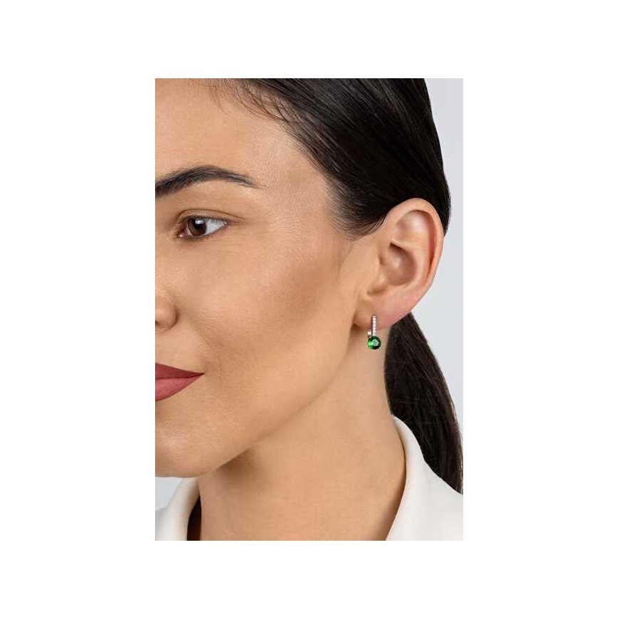Brilio Silver Sparkling silver earrings with green zirconia EA415WG – 3