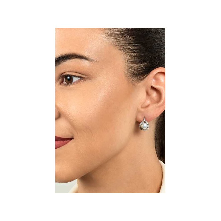 Brilio Silver Luxurious silver earrings with black pearl EA393WBC – 4