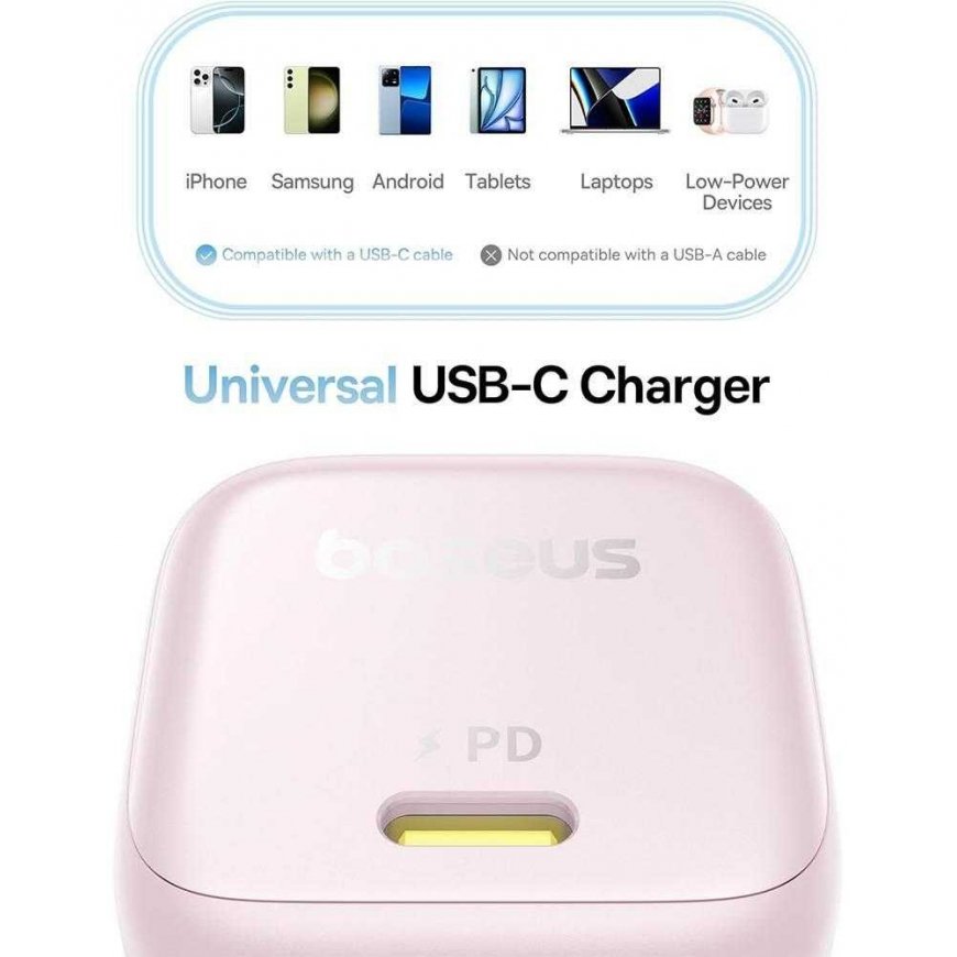 Baseus PicoGo 45W, 1xUSB-C vaaleanpunainen – 3