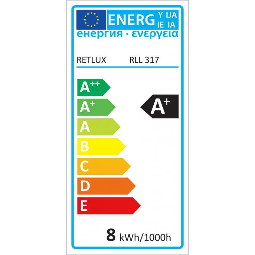 RLL 317 RLL 317 A60 E27 PIR lamppu 8W WW RETLUX – 4