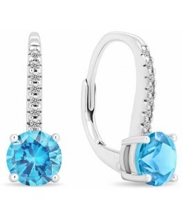 Brilio Silver Sparkling silver earrings with light blue zircon EA415WAQ