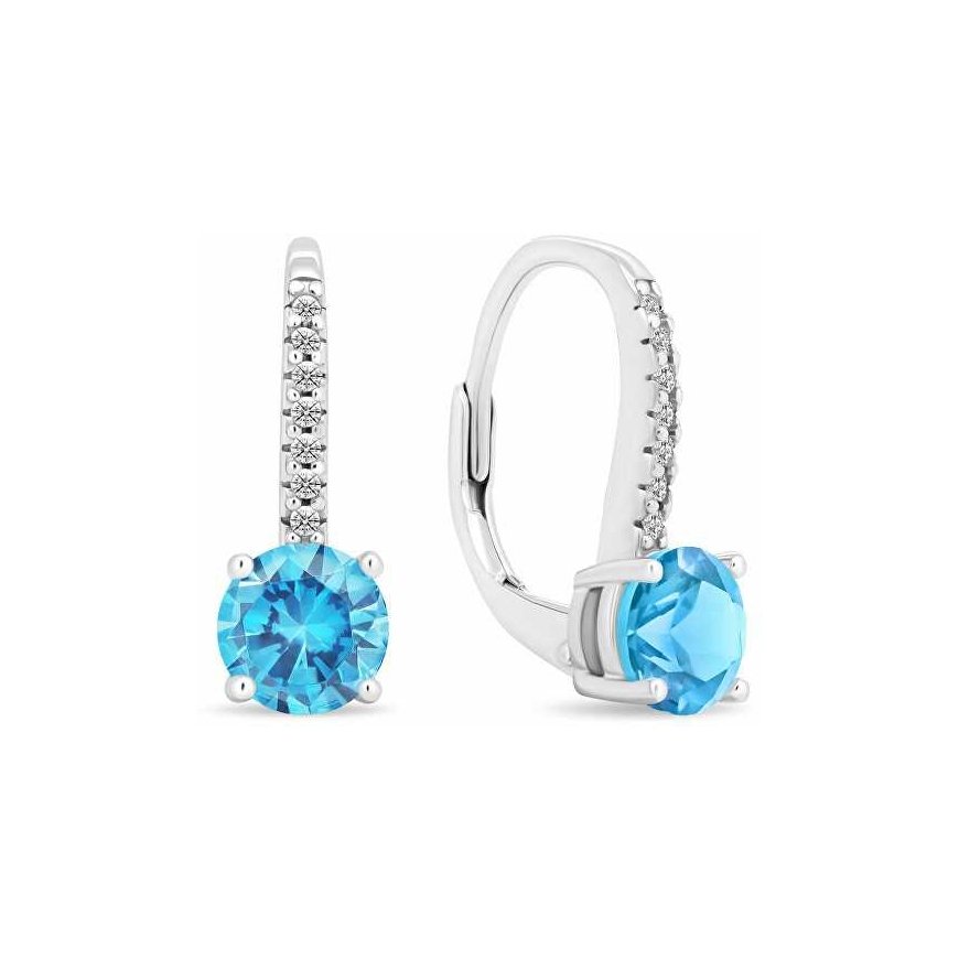 Brilio Silver Sparkling silver earrings with light blue zircon EA415WAQ