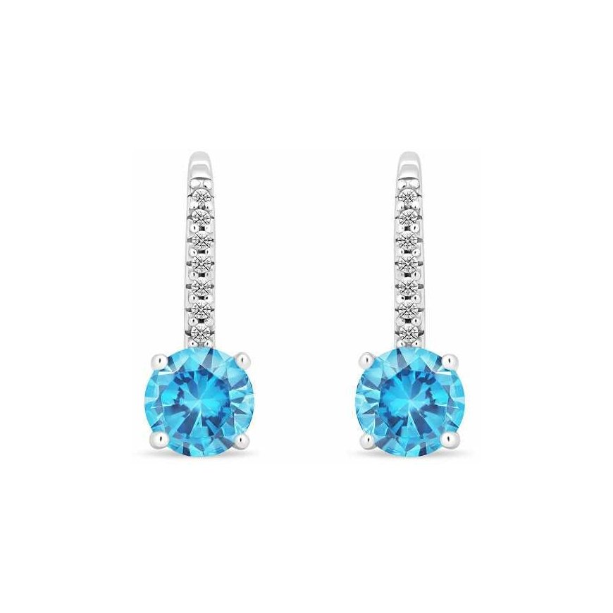 Brilio Silver Sparkling silver earrings with light blue zircon EA415WAQ – 2
