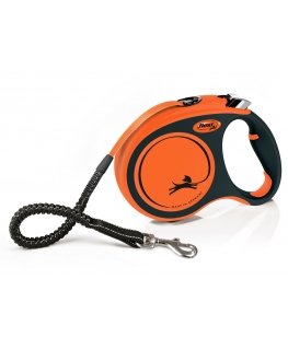 Flexi Xtreme 5 m Juoda, Oranžinė Šuo