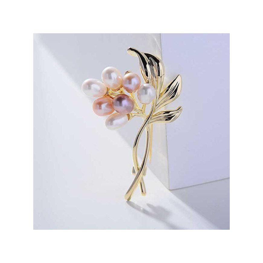 Troli Elegantiška paauksuota sagė su dirbtiniais perlais „Twig Gold“ – 2