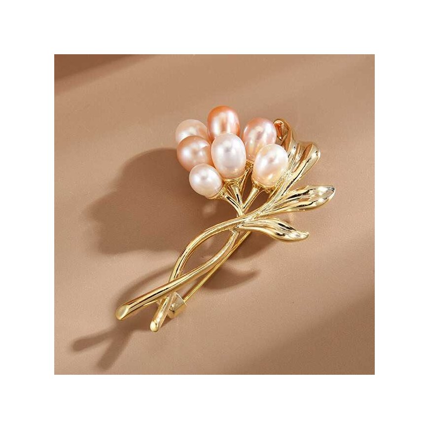 Troli Elegantiška paauksuota sagė su dirbtiniais perlais „Twig Gold“ – 3