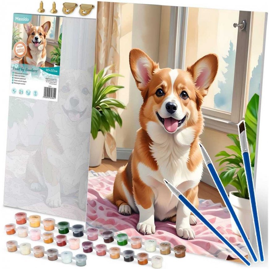 Glezna pēc skaitļiem 40x50 cm Massido Corgi suns