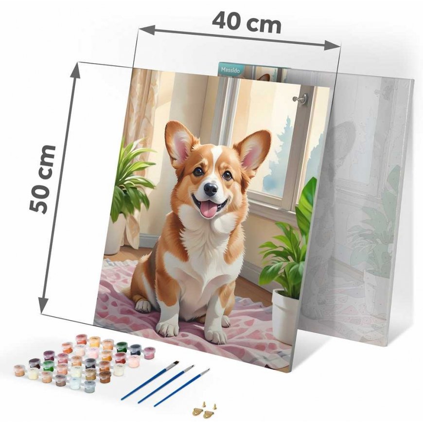 Glezna pēc skaitļiem 40x50 cm Massido Corgi suns – 4