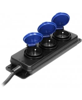 Orno IP44 splash-proof workshop extension cord, 3 sockets 2P + Z IP44, rubber cable, H05RR-F 3x1.5 mm², length 5 m