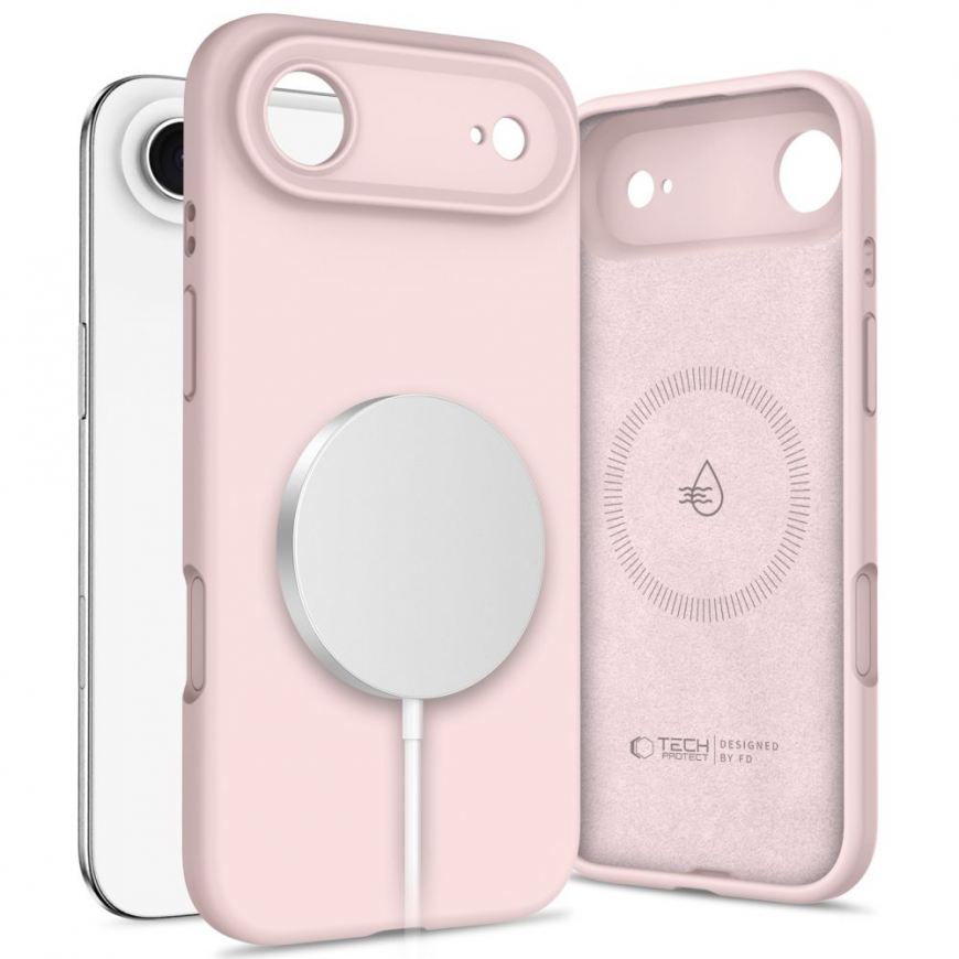 Dėklas TECH-PROTECT SILICONE MAGSAFE IPHONE 17 AIR Roosa PEARL