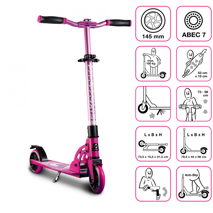 SixDegrees Six Degrees Aliuminio Scooter skrejritenis 145 mm rožinė AU 584