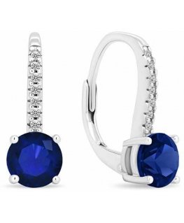 Brilio Silver Sparkling silver earrings with blue zircon EA415WB