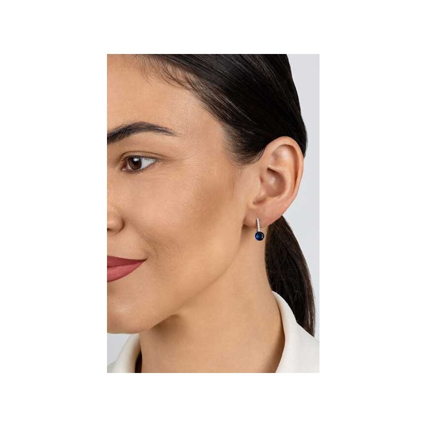 Brilio Silver Sparkling silver earrings with blue zircon EA415WB – 3