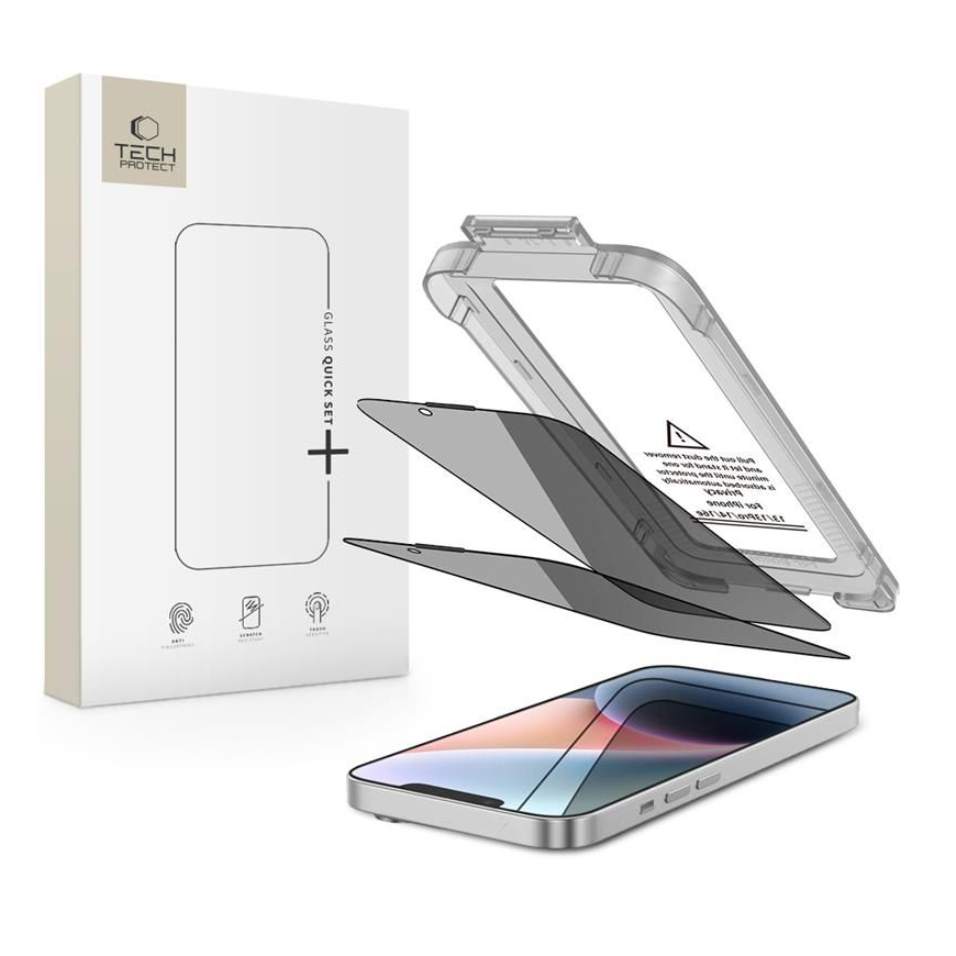 СТЕКЛО ДЛЯ ПРИВАТИЗАЦИИ TECH-PROTECT QUICK SET SPY+ 2-ПАК ДЛЯ IPHONE 13 | 13 PRO | 14 | 16E ПРИВАТНОСТЬ