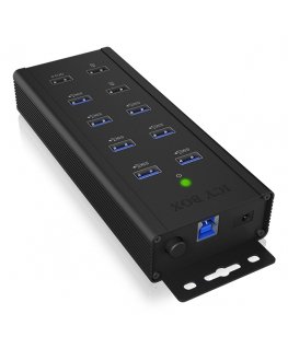ICY BOX IB-HUB1703-QC3 USB 3.2 Gen 1 (3.1 Gen 1) Type-B 5000 Mbit/s Melns