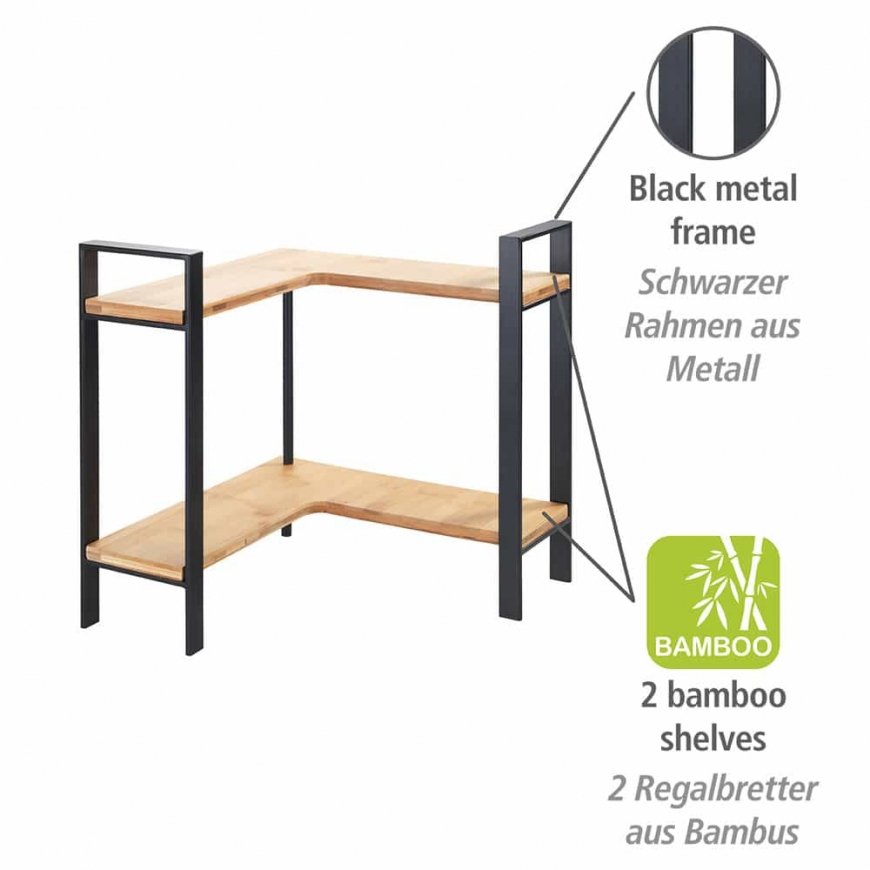 WENKO Lou Stūra plaukts Brīvi stāvošs Bamboo, Metāls Melns, Koks – 2