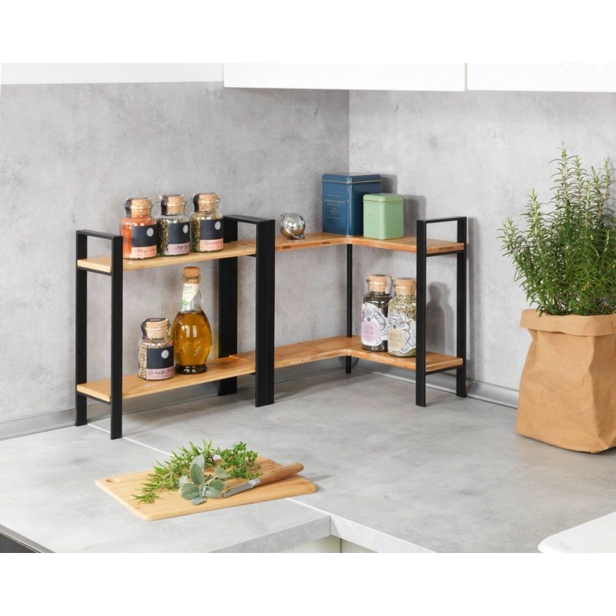 WENKO Lou Угловая полка Отдельностоящий Bamboo, Металл Черный, Дерево – 5