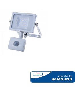 10W LED projector V-TAC, 3000K (warm white), with motion sensor, white housing, SAMSUNG LED chip
