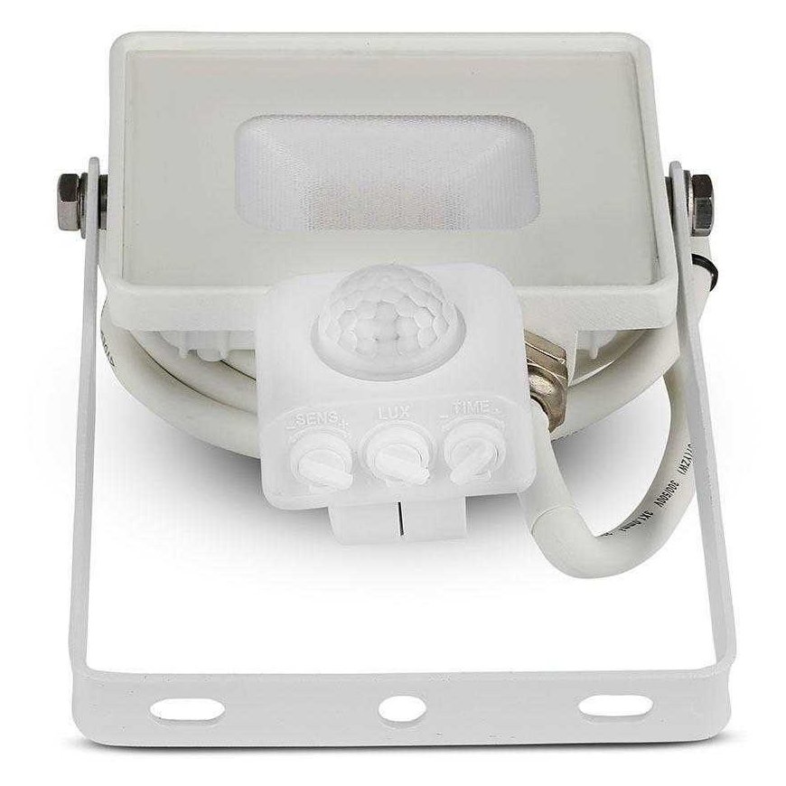 10W LED projector V-TAC, 3000K (warm white), with motion sensor, white housing, SAMSUNG LED chip – 3