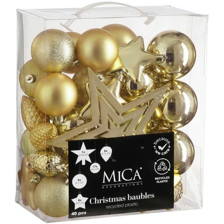 DECORATIVE PLASTIC TOYS SAFE 40 PCS. GOLDEN COLOR MICA