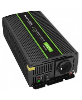 Qoltec Monolith virta-adapteri ja vaihtosuuntaaja Auto 2000 W musta