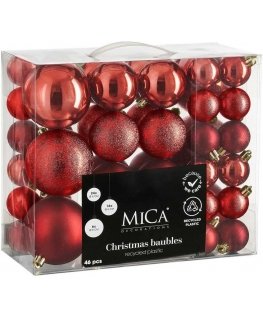 MICA Dekoratīvie plastmasas rotaļlietas seifam, 46 gab., sarkani spīdumi
