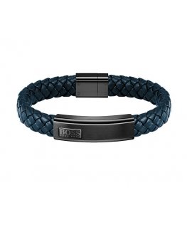 Hugo Boss темно-синяя кожаная браслет Lander 1580179M