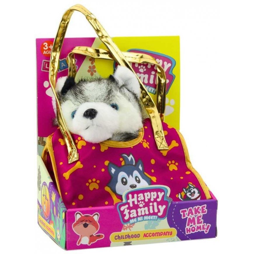 Lean Toys Pehmolelu Husky laukussa – 3