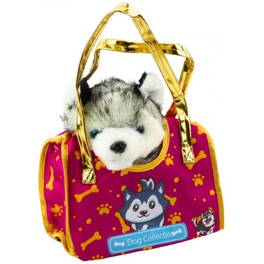 Lean Toys Pehmolelu Husky laukussa – 5