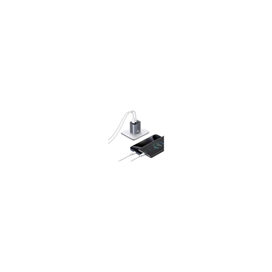 Wall charger USAMS CC290 T66 45W GaN 1xUSB-A 1xUSB-C silver – 2