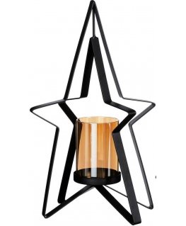 METAL CANDLE HOLDER 31.5 CM STAR SHAPE MICA