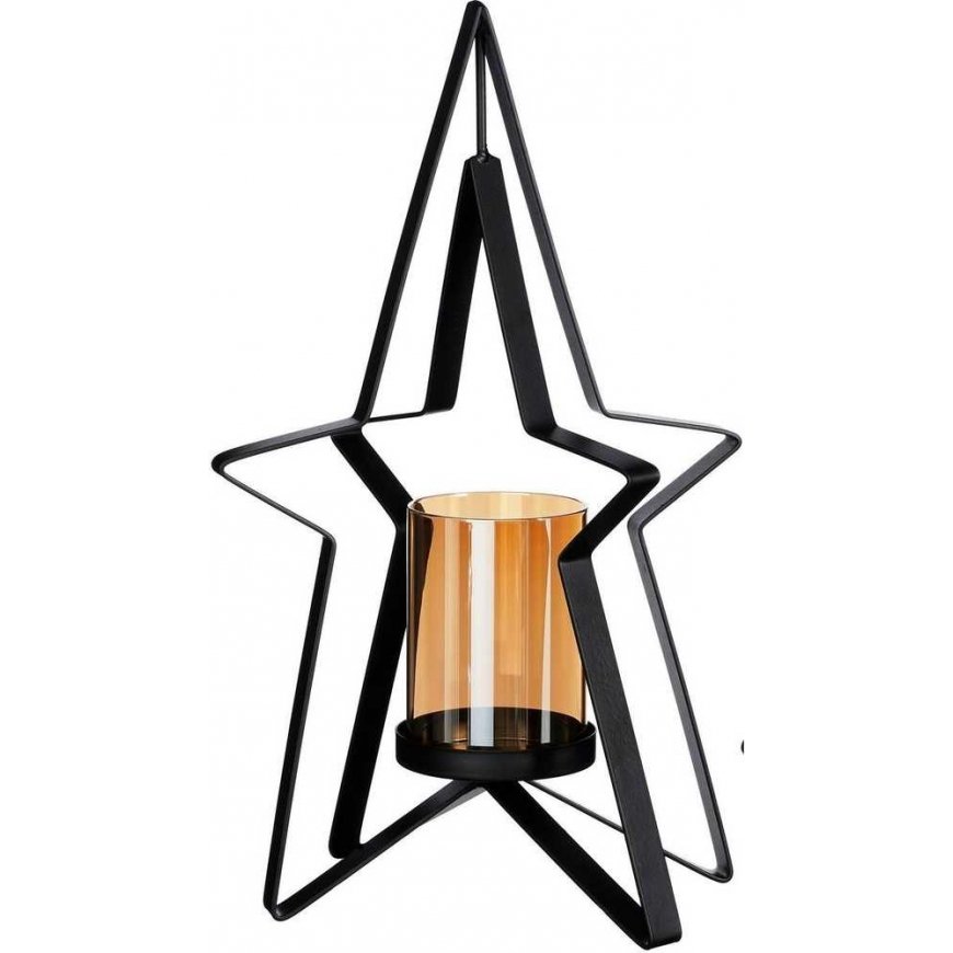 METAL CANDLE HOLDER 31.5 CM STAR SHAPE MICA