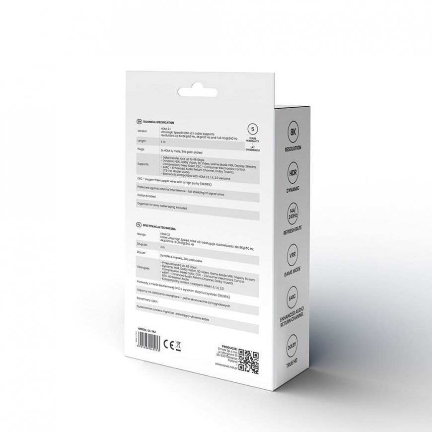 Savio CL-143 HDMI kabelis 3 m HDMI Type A (Standard) Melns, Zils – 5