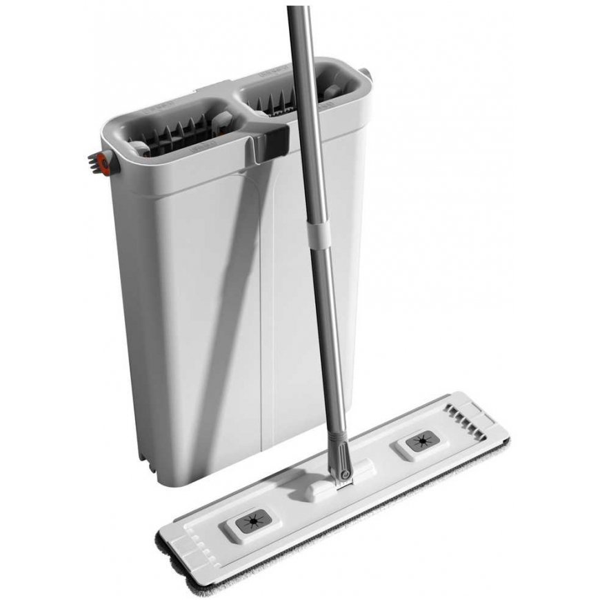 Lean Floor Cleaning Set with Two-Compartment Bucket and Telescopic Mop – 4