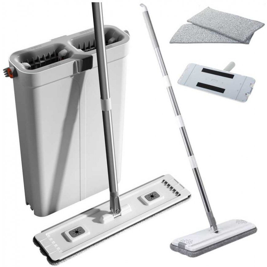 Lean Floor Cleaning Set with Two-Compartment Bucket and Telescopic Mop – 5