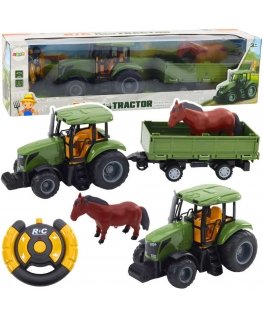 Lean Toys remote-controlled tractor with trailer and horse figurine