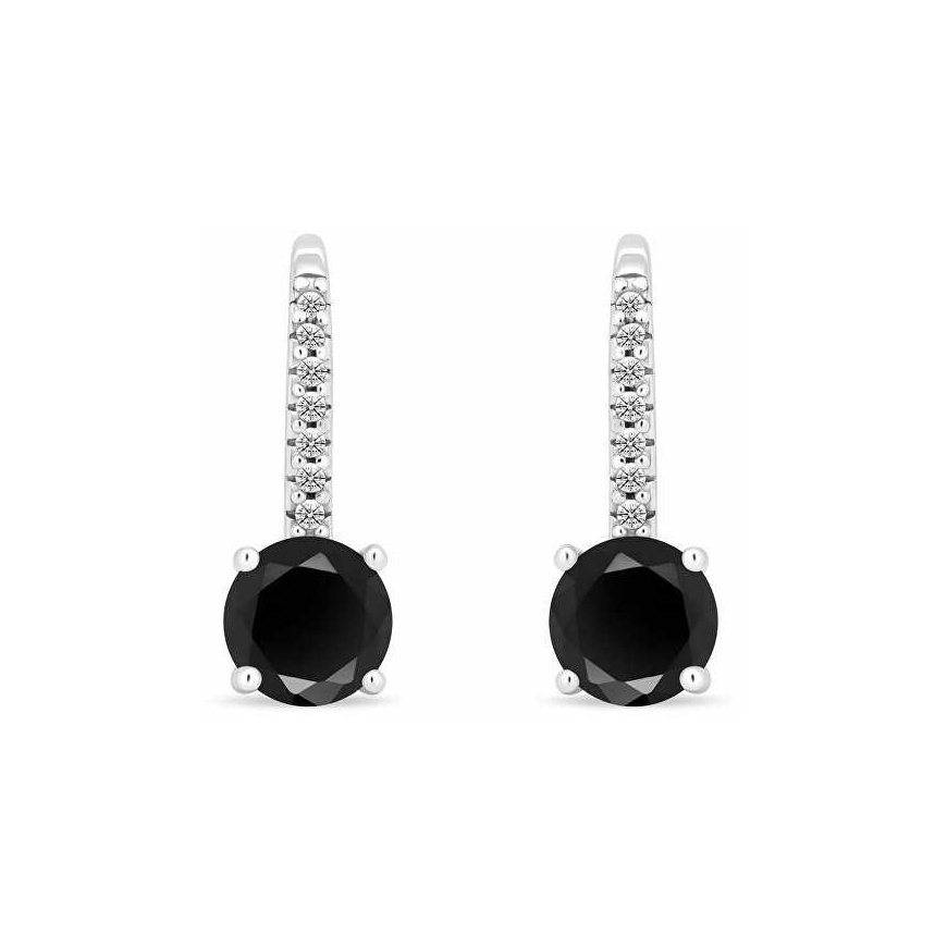 Brilio Silver Sparkling silver earrings with black zirconia EA415WBC – 2